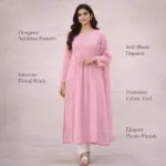 Stylish pink kurti with chadi pattern