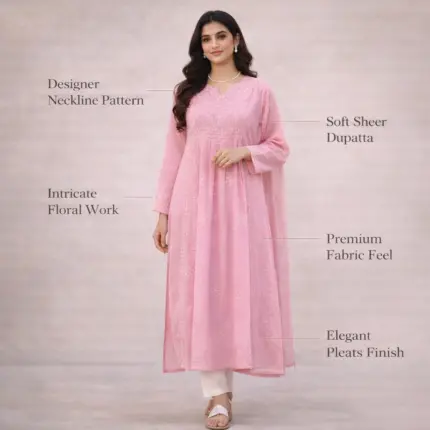 Stylish pink kurti with chadi pattern