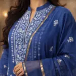 avy blue chanderi cutdana work suit set