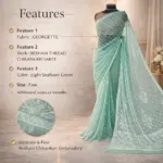 Sea Green Resham Thread Chikankari Georgette Saree - Image 4