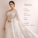White Resham Thread Chikankari Georgette Saree - Image 4
