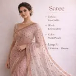 Peach Multi Resham Chikankari Georgette Saree - Image 5