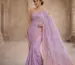 Purple resham thread chikankari georgette saree