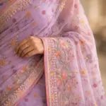Purple Resham Thread Chikankari Georgette Saree - Image 3