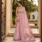 Baby Pink Multi Resham Chikankari Georgette Saree