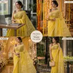 Yellow cotton saree with palla border design