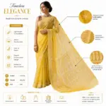 Yellow Kota Cotton Palla Border Saree Daily Wear - Image 4